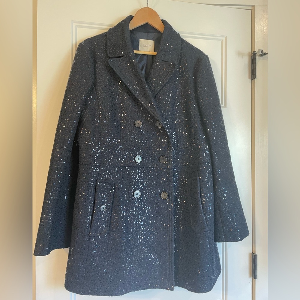 Loft Sequin Pea Coat